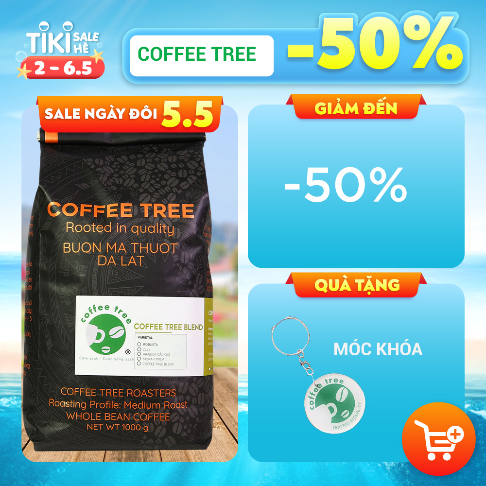Cà phê hạt nguyên chất Coffee Tree đặc biêt gu đậm đắng thơm - Cà phê pha phin hoặc pha máy từ BMT hiệu Coffee Tree