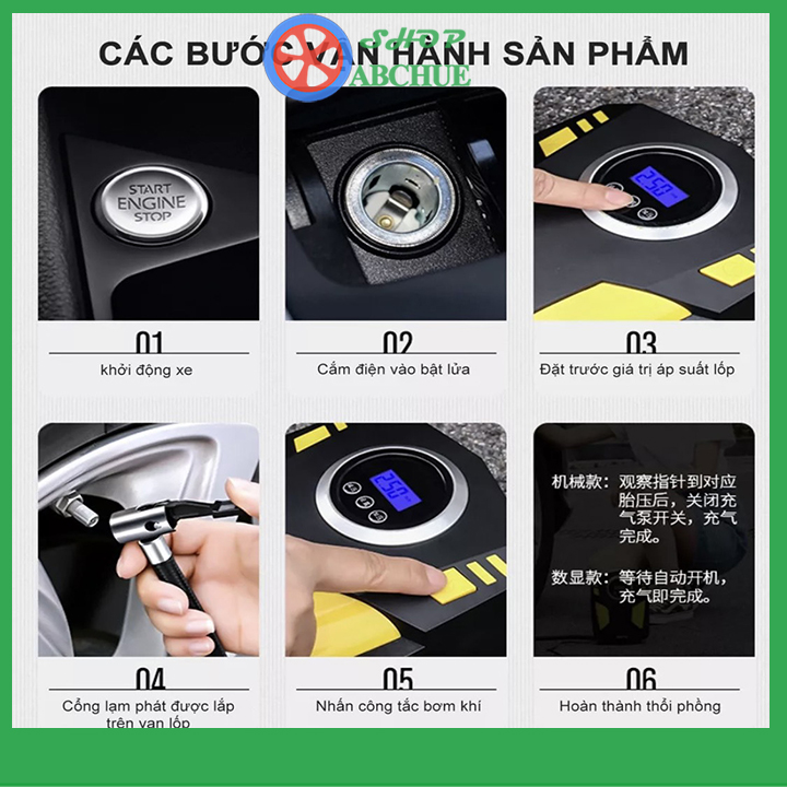 Bơm Lốp Ô Tô Điện Tử Tự Ngắt SUITU ST-5002 Có Đèn Chiếu Cực Sáng, Kèm Hộp Dụng Cụ Vá Đa Năng CarZone.Top