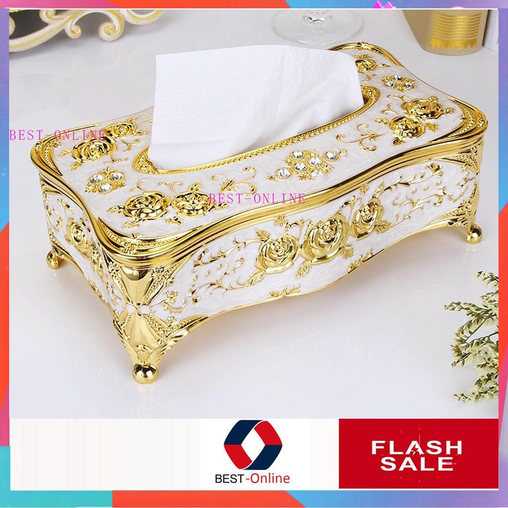 Hộp Để Giấy Ăn Mạ Vàng sang trọng - chất liệu kim loại bền chắc sang chảnh