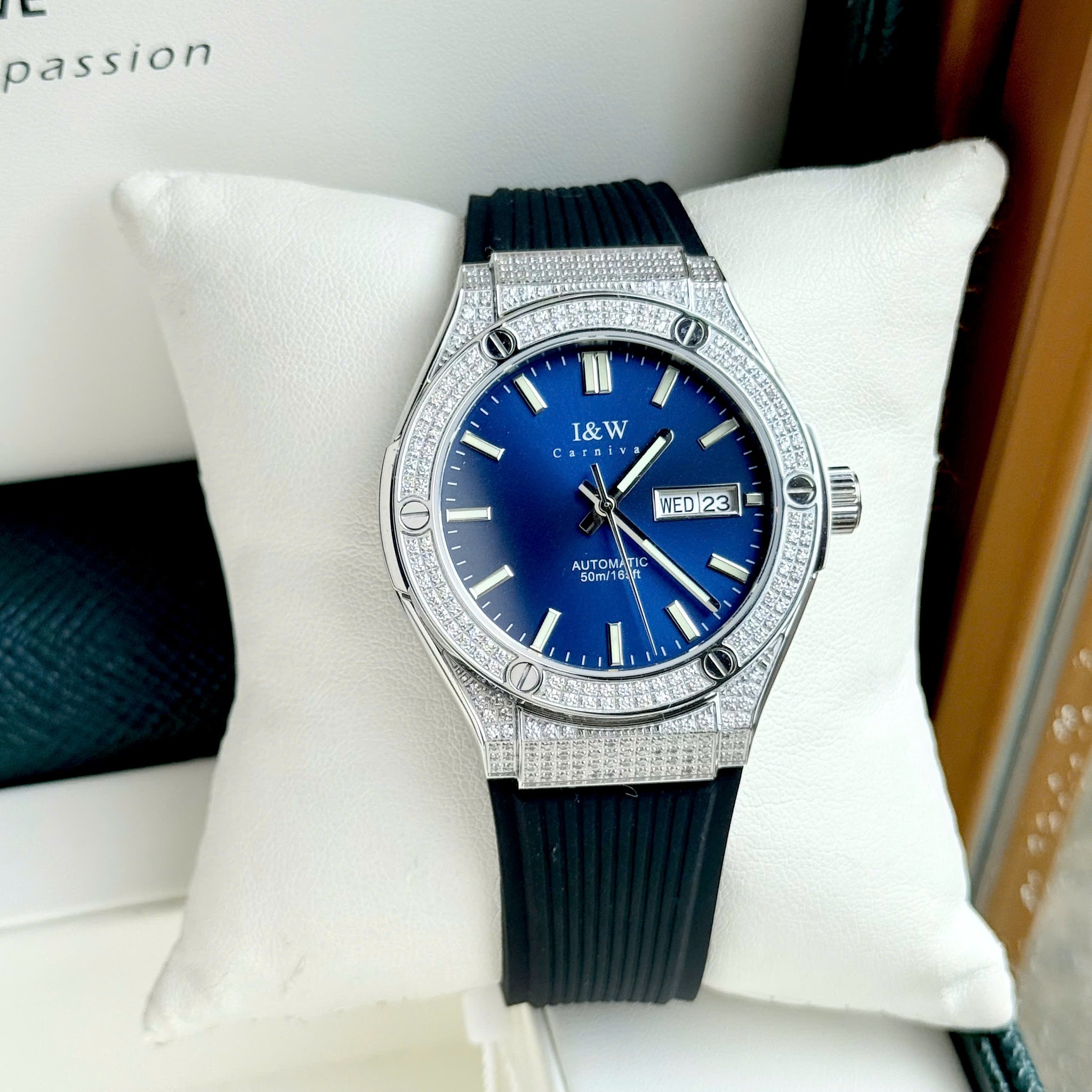 Đồng Hồ Nam I&amp;W Carnival 55851GD1 Chính Hãng Full Box Chống Nước Kính Chống Xước Dây Silicon Cao Cấp BH 60T (Máy Cơ Tự Động)
