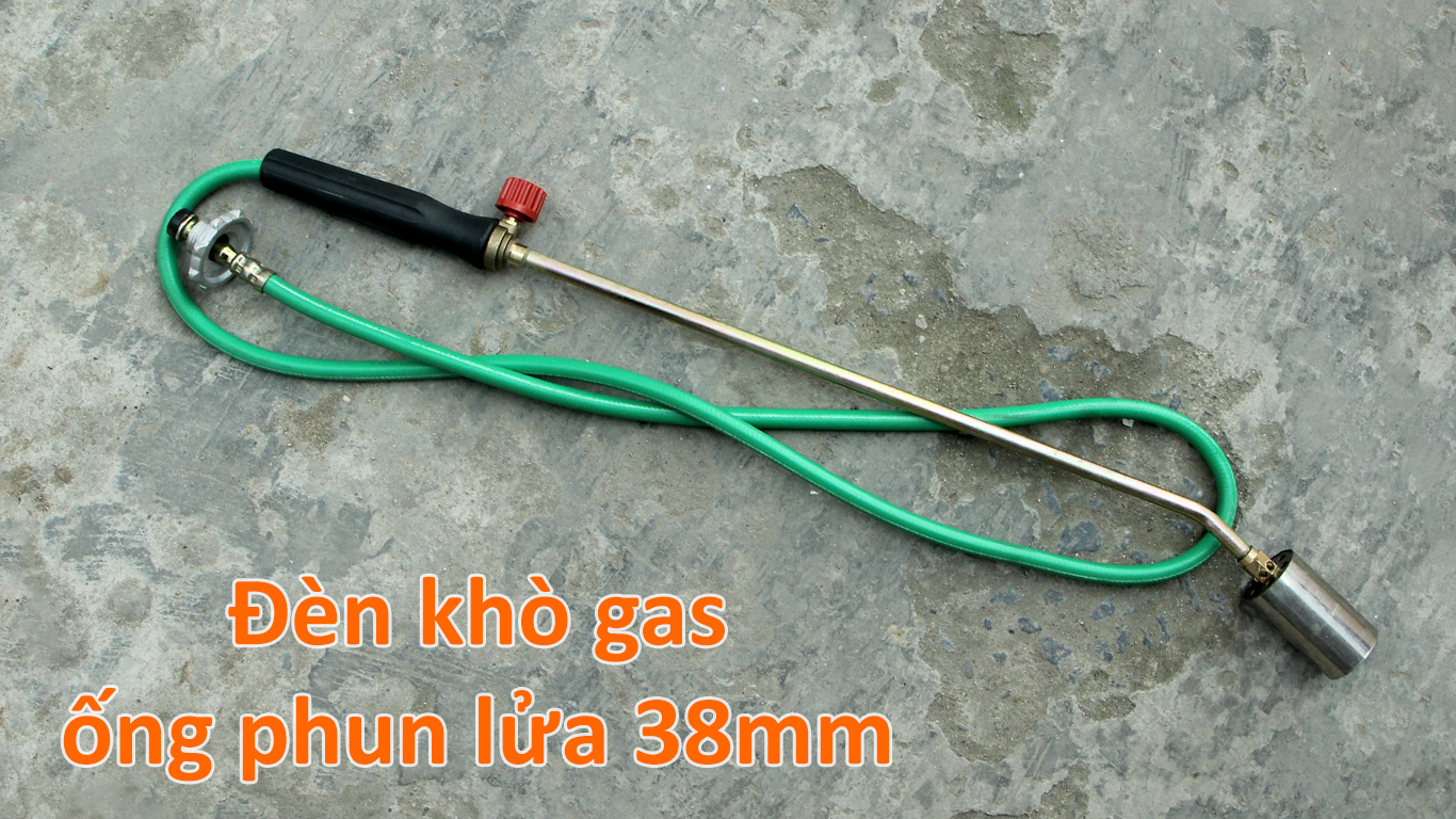 Đèn khò ga công nghiệp cán dài 60cm ống lửa Φ38mm dây gas 1m4