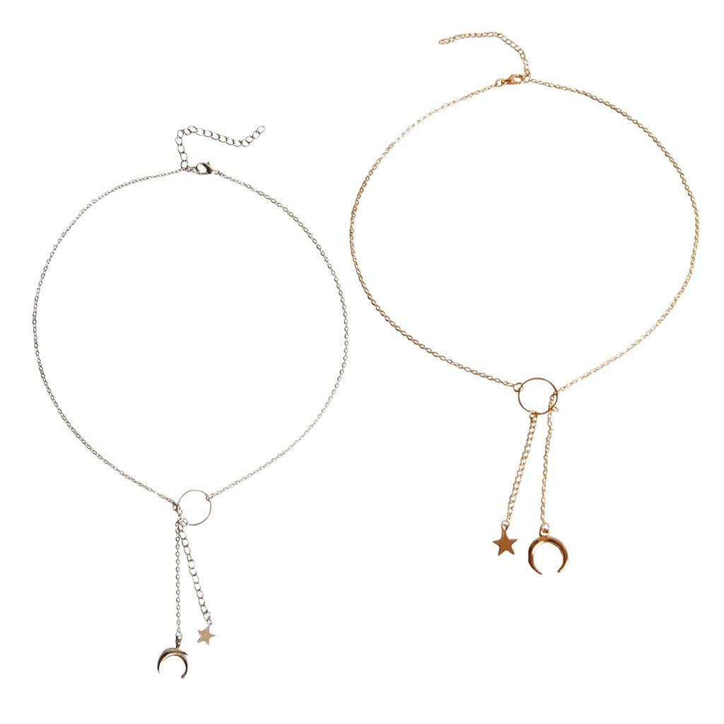 Moon Star Dangle Necklace Golden