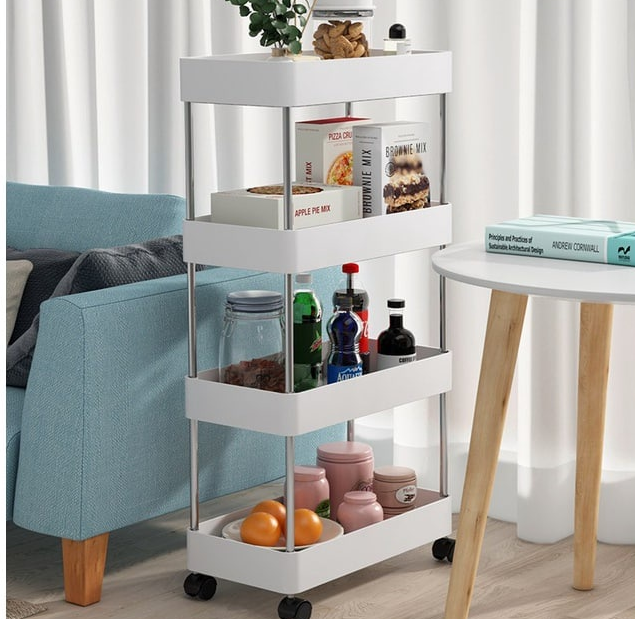 KỆ ĐỂ ĐỒ GIA DỤNG VỚI 4 TẦNG SIÊU XỊN LÀM BẰNG NHỰA CÓ BÁNH XE-JL