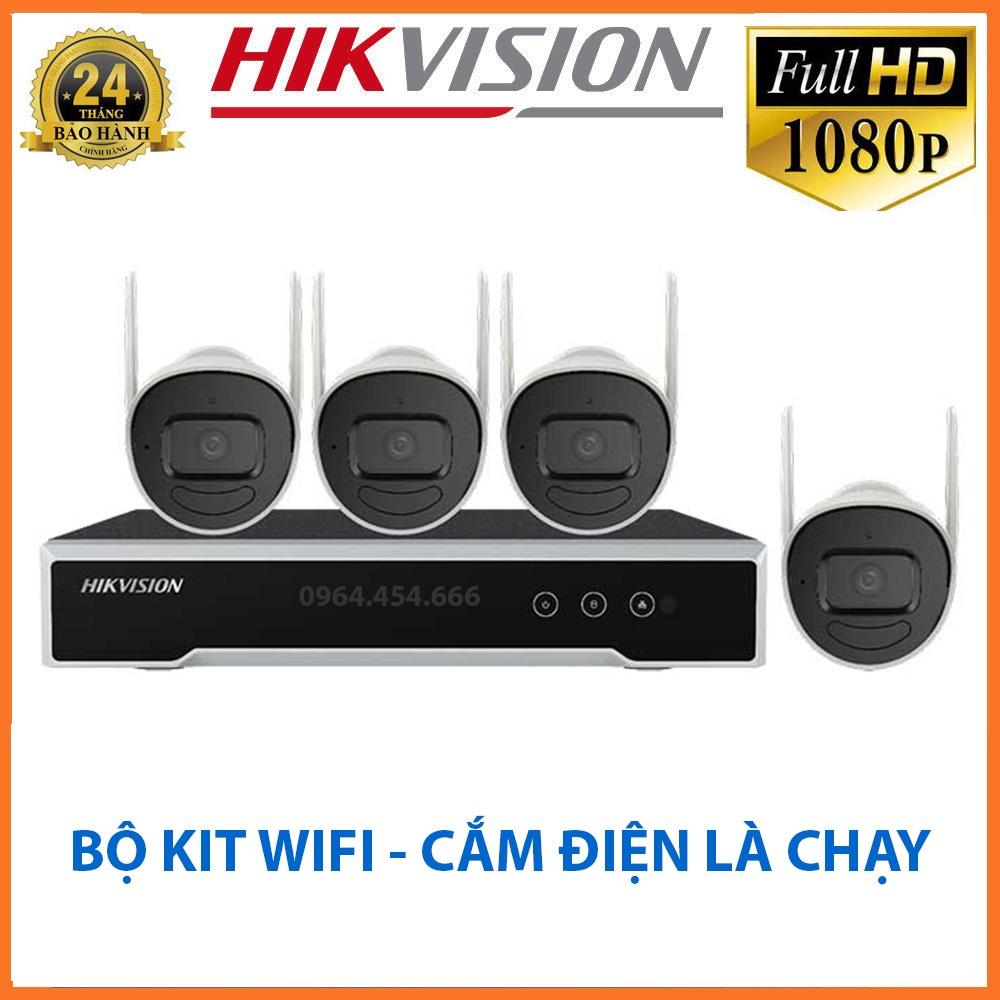 Bộ Camera Wifi Hikvision 4 Kênh 2.0MP Full HD Đầy Đủ Phụ Kiện Lắp Đặt - Hàng chính hãng