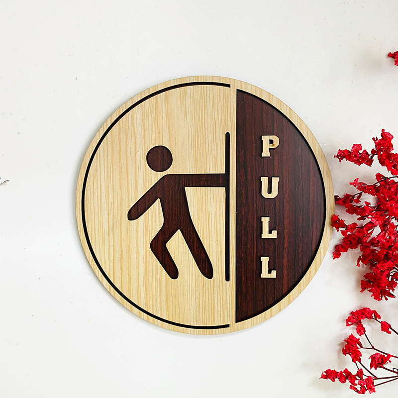 PP9 - Bảng gỗ dán cửa Pull - Push, Kéo - Đẩy Decor trang trí, hướng dẫn cửa ra vào