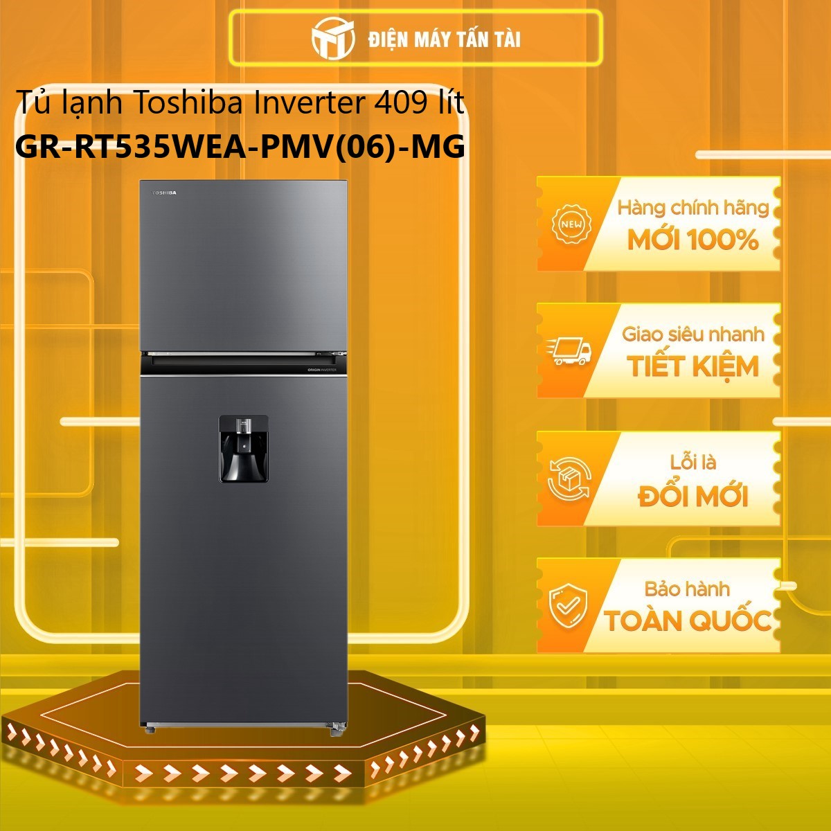 Tủ lạnh Toshiba Inverter 409 lít GR-RT535WEA-PMV(06)-MG - Hàng chính hãng - Chỉ giao HCM