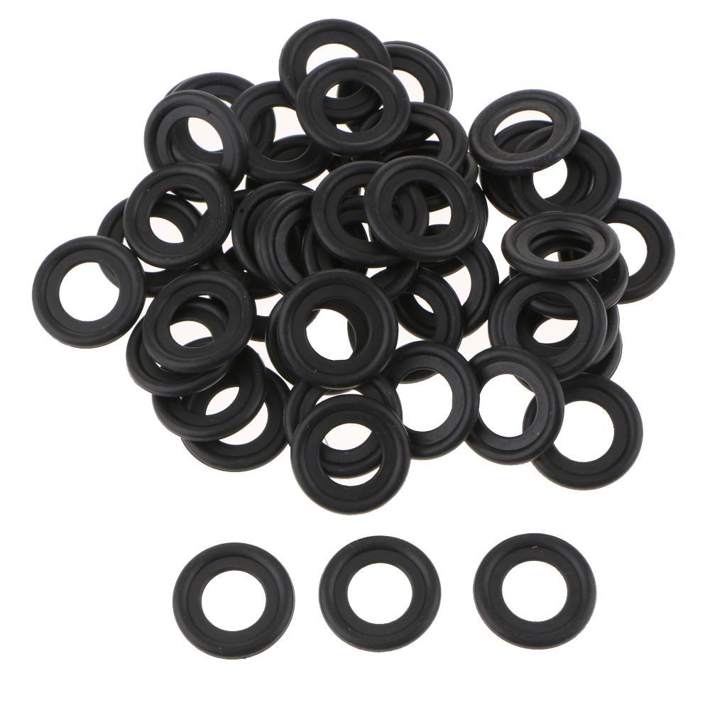 50 Pieces Oil Drain Plug Gasket Seal Rubber Black