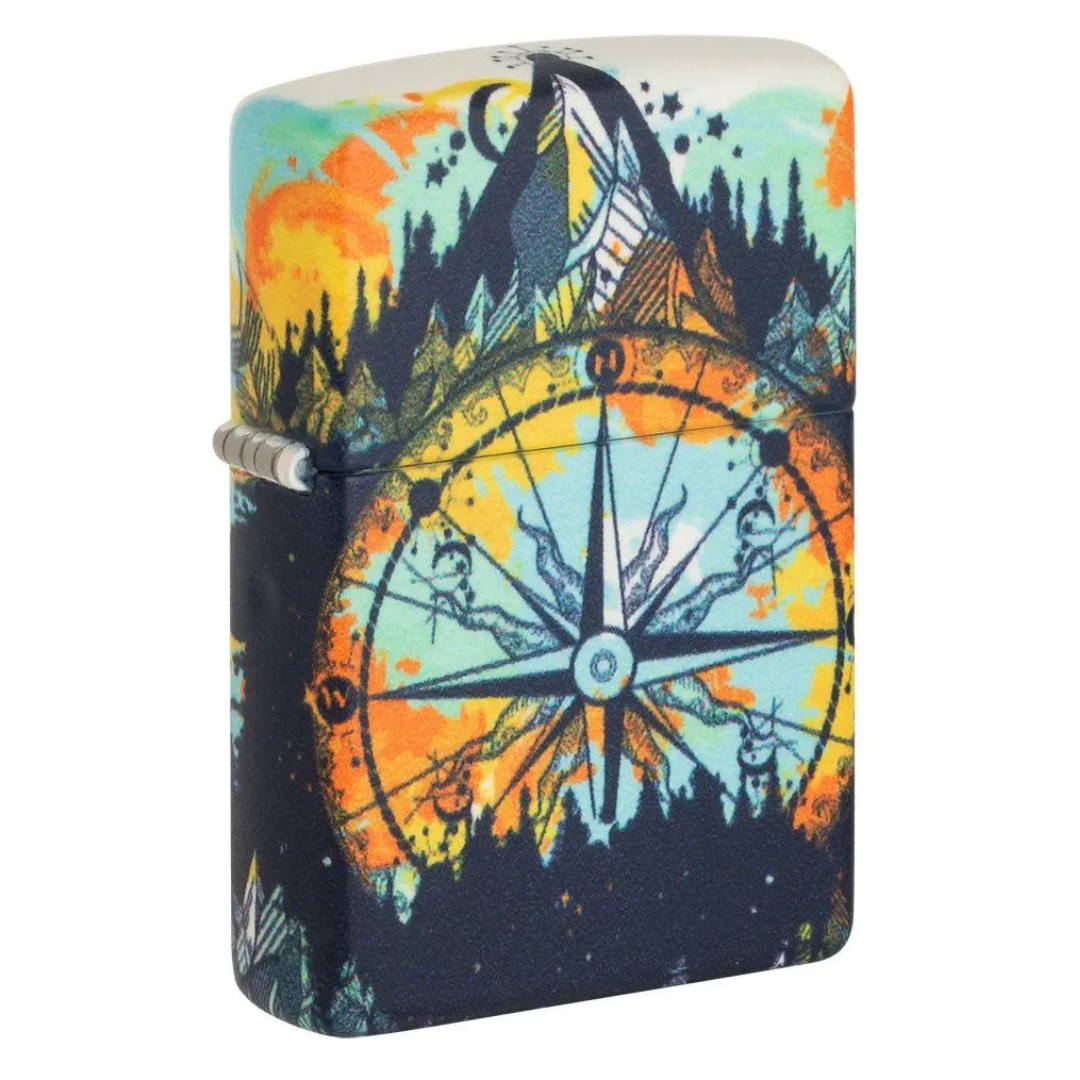 Bật Lửa Zippo Compass Design Glow in the Dark - Zippo Chính Hãng Sơn 540 Màu Phát Sáng Trong Bóng Tối - Hình La Bàn Phiêu Lưu
