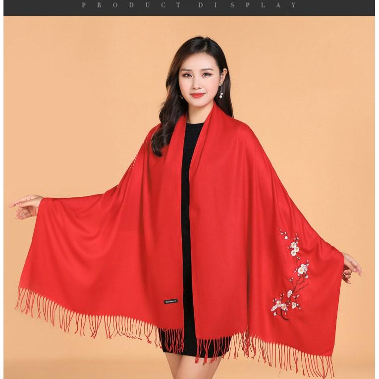 Khăn choàng nữ Cashmere Chất Len Dệt Mịn 200x70cm Thu Đông