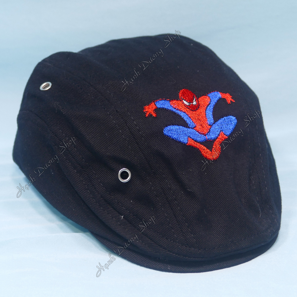 Nón bê rê cho bé từ 1 đến 3 tuổi thêu hình người nhện Spider Man độc đáo, vòng đầu dễ dàng điều chỉnh, chất liệu vải kaki bền đẹp - Hạnh Dương