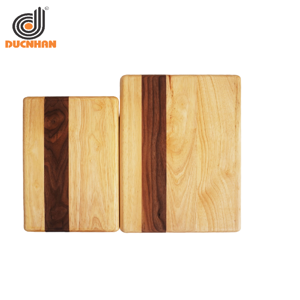 SET 2 THỚT GHÉP CAO SU VÀ ÓC CHÓ HÌNH CHỮ NHẬT MÀU TỰ NHIÊN DW105