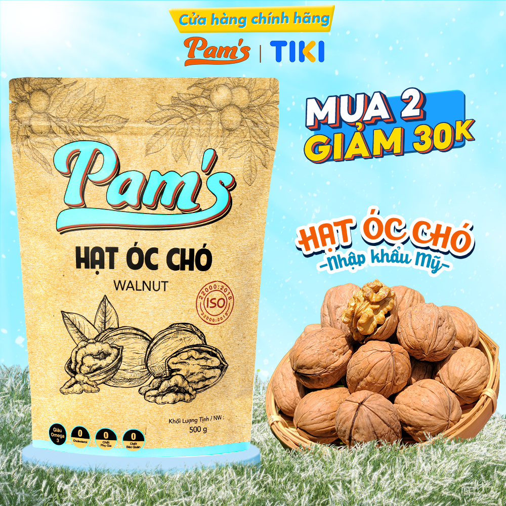 Hạt Óc Chó Chandler Nhập Khẩu Mỹ Pams - Hạt Óc Chó Cao Cấp Dễ Tách, Dinh Dưỡng Mẹ Bầu, Chất Lượng Cao, Giòn Béo, Thơmngon - 500G
