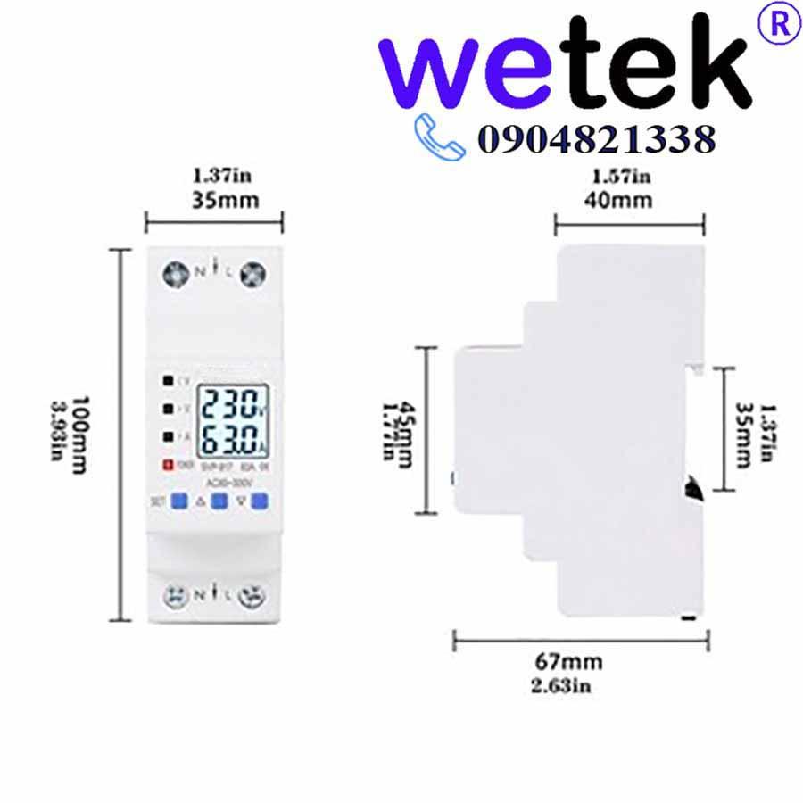 Rơ le DDS238-VAP-80A bảo vệ điện áp và dòng điện 85~300Vac, 1~80A, hiển thị V A kWh kW, dải rộng, đa năng, Hiking
