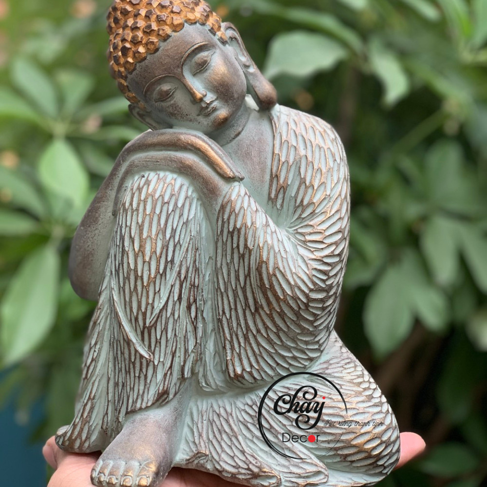 Tượng Phật An Nhiên Tóc Vàng Đang Ngủ Trang Trí Phong Thủy Trong Nhà Và Ngoài Trời Mang Lại Bình An, May Mắn