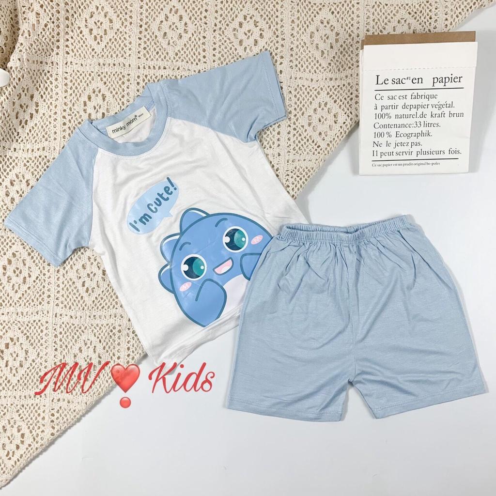 Bộ thun lạnh Minky Mom cộc tay in hoạt hình cho bé trai, bé gái