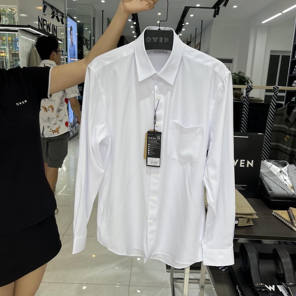 OWEN Áo Sơ mi Trắng dài tay dáng REGULAR sợi Recycle - Mã AR221560DT