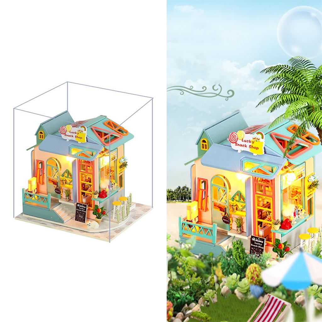 Mini Wooden Dollhouse Furniture Set Cottage Dream House Puzzle Toy A