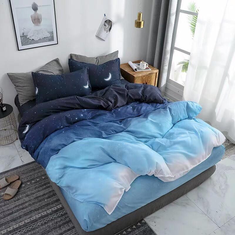 Bộ chăn ga gối Cotton poly M2T Bedding Màn đêm, vỏ chăn mền, drap nệm và 2 vỏ gối