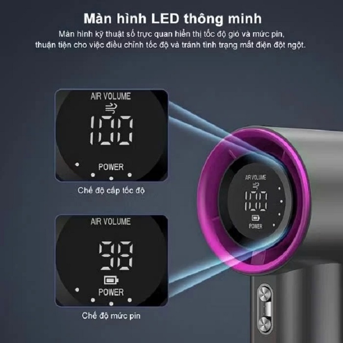 Quạt cầm tay mini GDV N68 100 cấp độ gió, pin cao 5000mAh màn hình hiển thị pin - Màu Ngẫu Nhiên - Hàng Chính Hãng