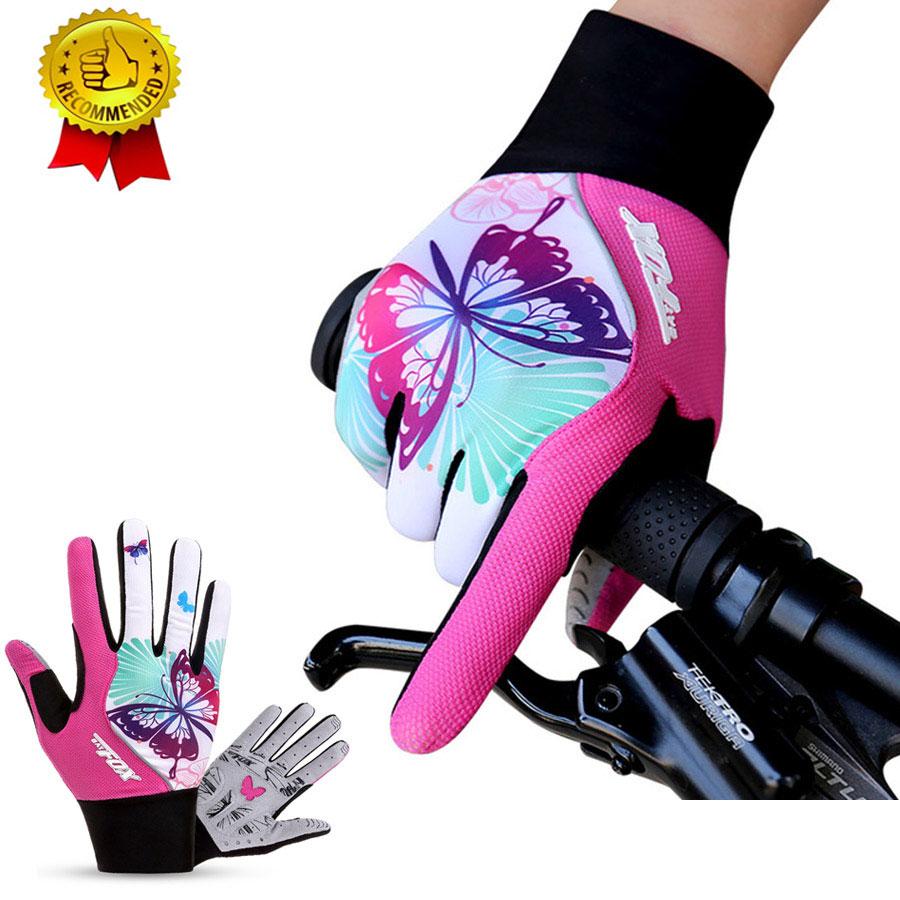 Mùa Đông Xe Đạp Full Ngón Găng Tay Nữ Màu Hồng Ngoài Trời Thể Thao Thoáng Khí Găng Tay Xe Đạp MTB Xe Đạp Đường Bộ Găng Tay Cảm Ứng Màn Hình