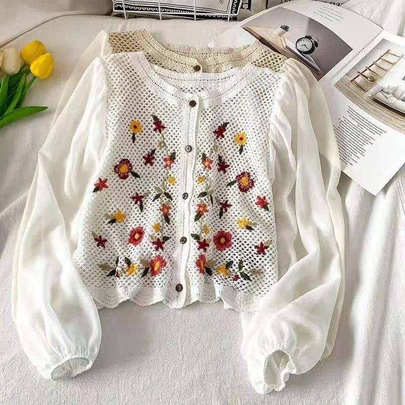 ÁO KIỂU NỮ THÊU HOA PHỐI TAY PHỒNG siêu xinh cho các nàng - HOTREND