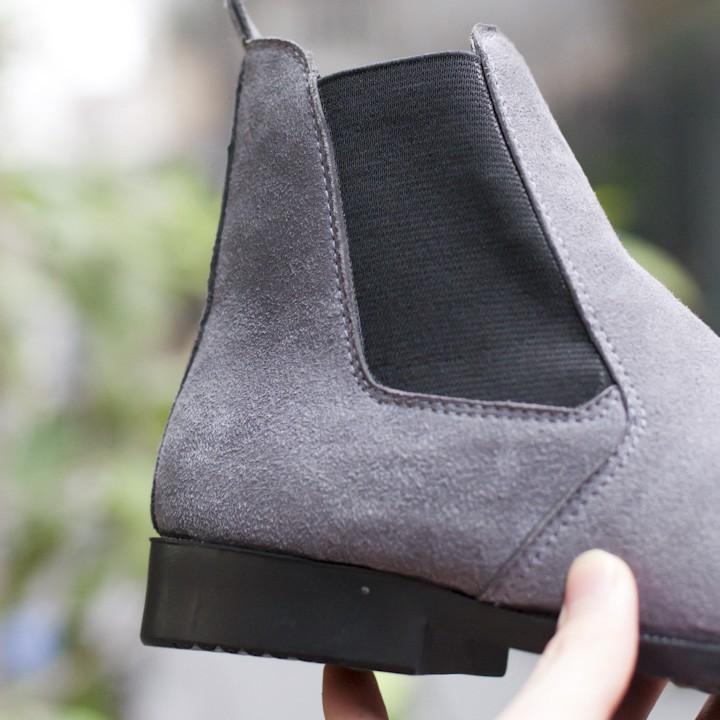 Chelsea Boot Nam Cao Cổ-CB548-XAM(ĐG)-Kèm Đón Gót Sừng