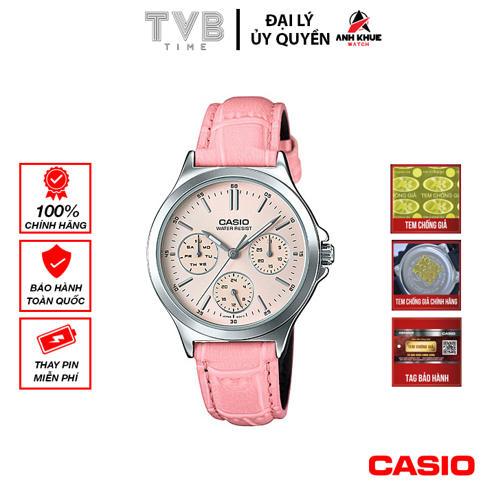 Đồng Hồ Nữ Dây Da Casio LTP-V300L-4AUDF - Hồng