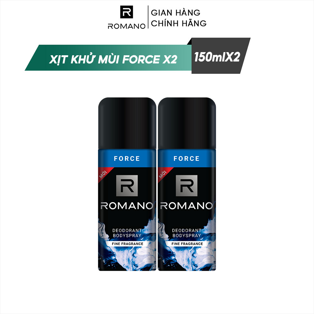 Combo 2 Xịt toàn thân Romano Force tươi mát năng động 150ml