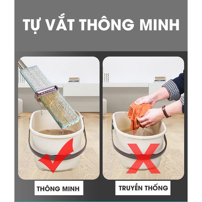 Cây lau nhà thông minh xoay 360- chổi lau nhà tự vắt tách nước - lau nhà siêu sạch