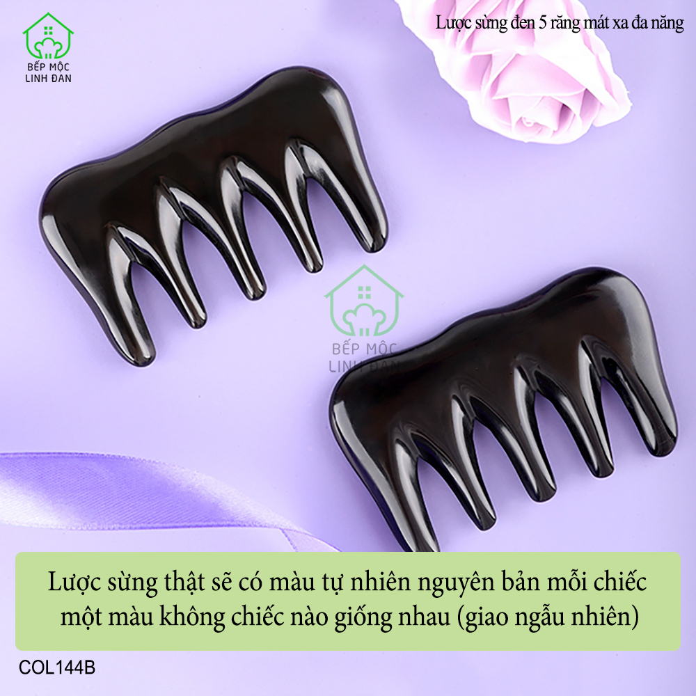 Lược Sừng Đen Răng Thưa (Size: S-9cm) Massage Đa Năng Giảm Căng Thẳng [COL144B]