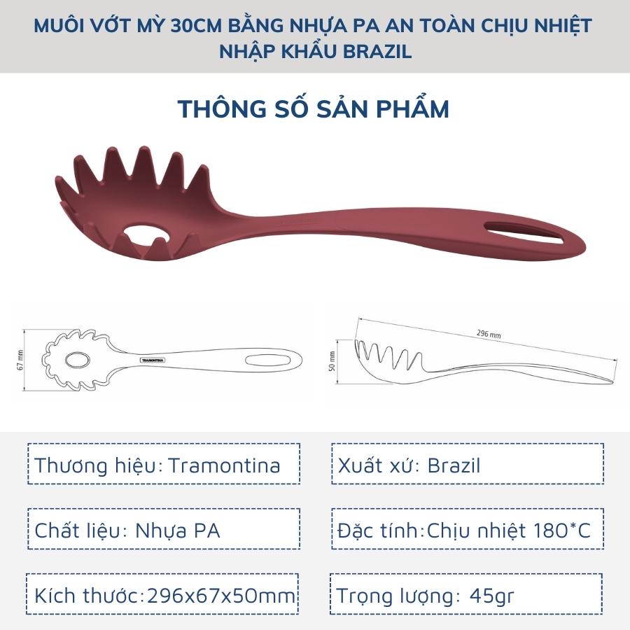 Combo 2 Dụng Cụ Nấu Ăn Gồm 1 Muôi Vớt Mì 30cm và 1 Kẹp Gắp Đa Năng 30cm TRAMONTINA Chất Liệu Nhựa Chịu Nhiệt An Toàn Sản Xuất Tại BRAZIL - Hàng Chính Hãng