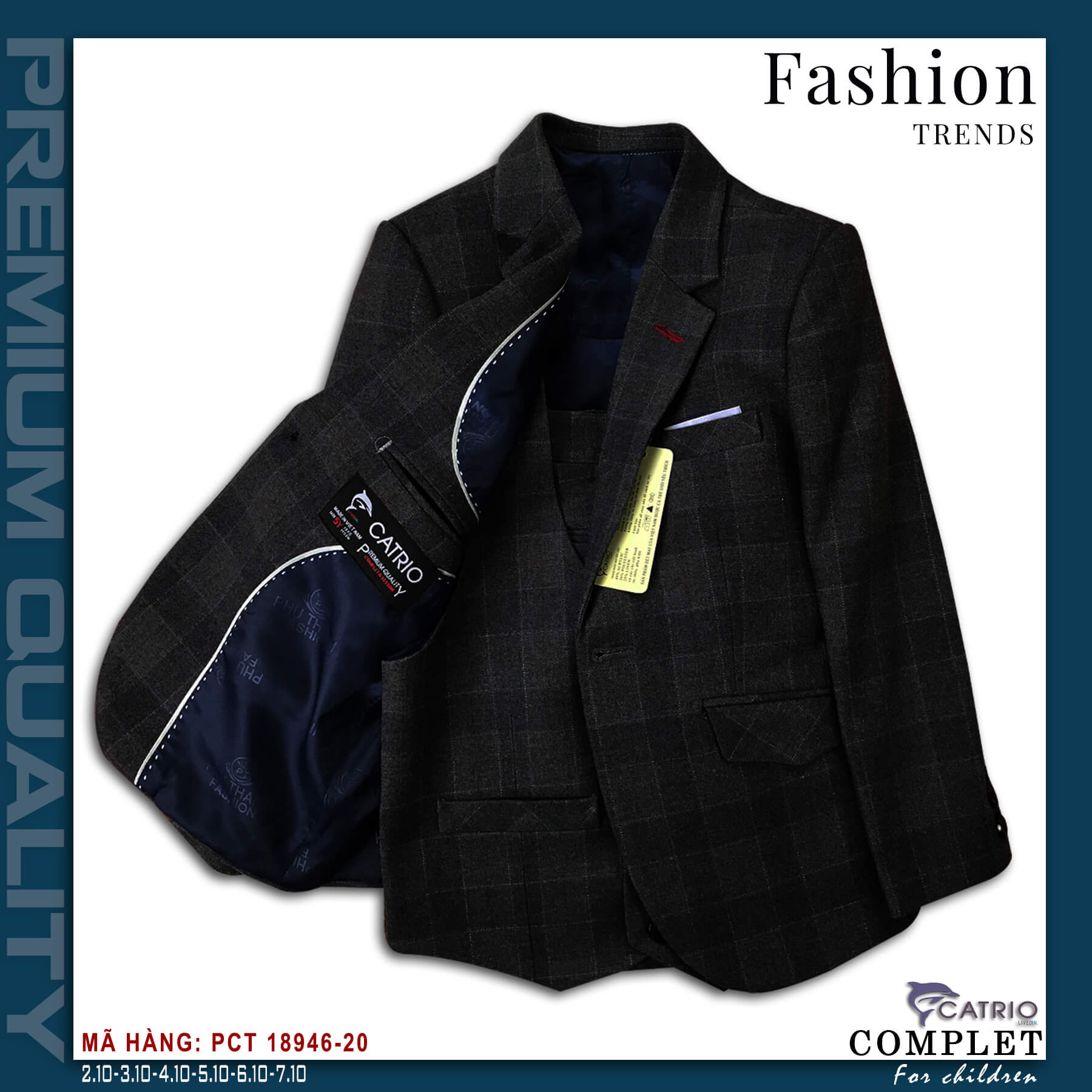BỘ COMPLET TRẺ EM CATRIO PCT18946/20 LÀ BỘ VEST BÉ TRAI TỪ 8 TUỔI ĐẾN 10 TUỔI THUỘC BST BỘ ĐỒ QUẦN ÁO TRẺ EM MÙA LỄ TẾT, TIỆC CƯỚI NĂM 2021