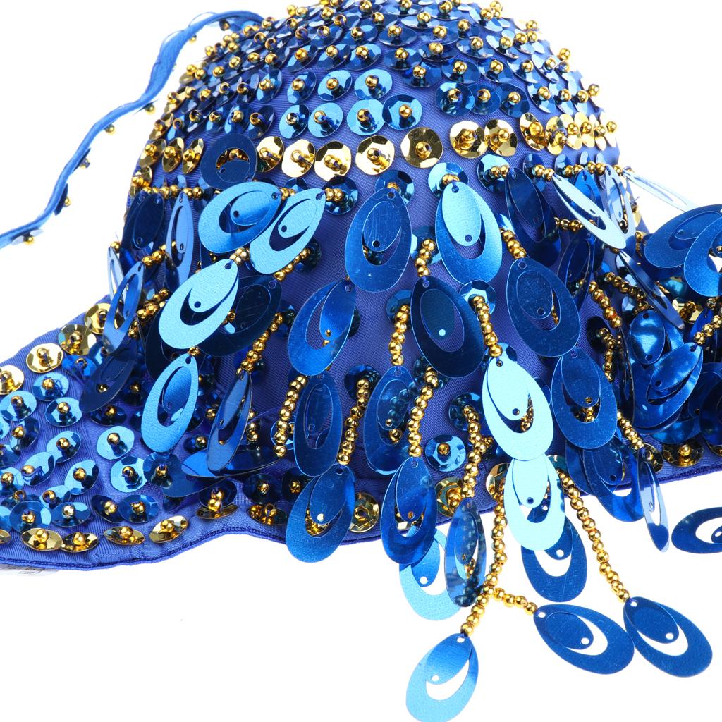 Women's Belly Dance Beaded Bra Sequins Top Sexy Dancing Singer Costume Tassels
