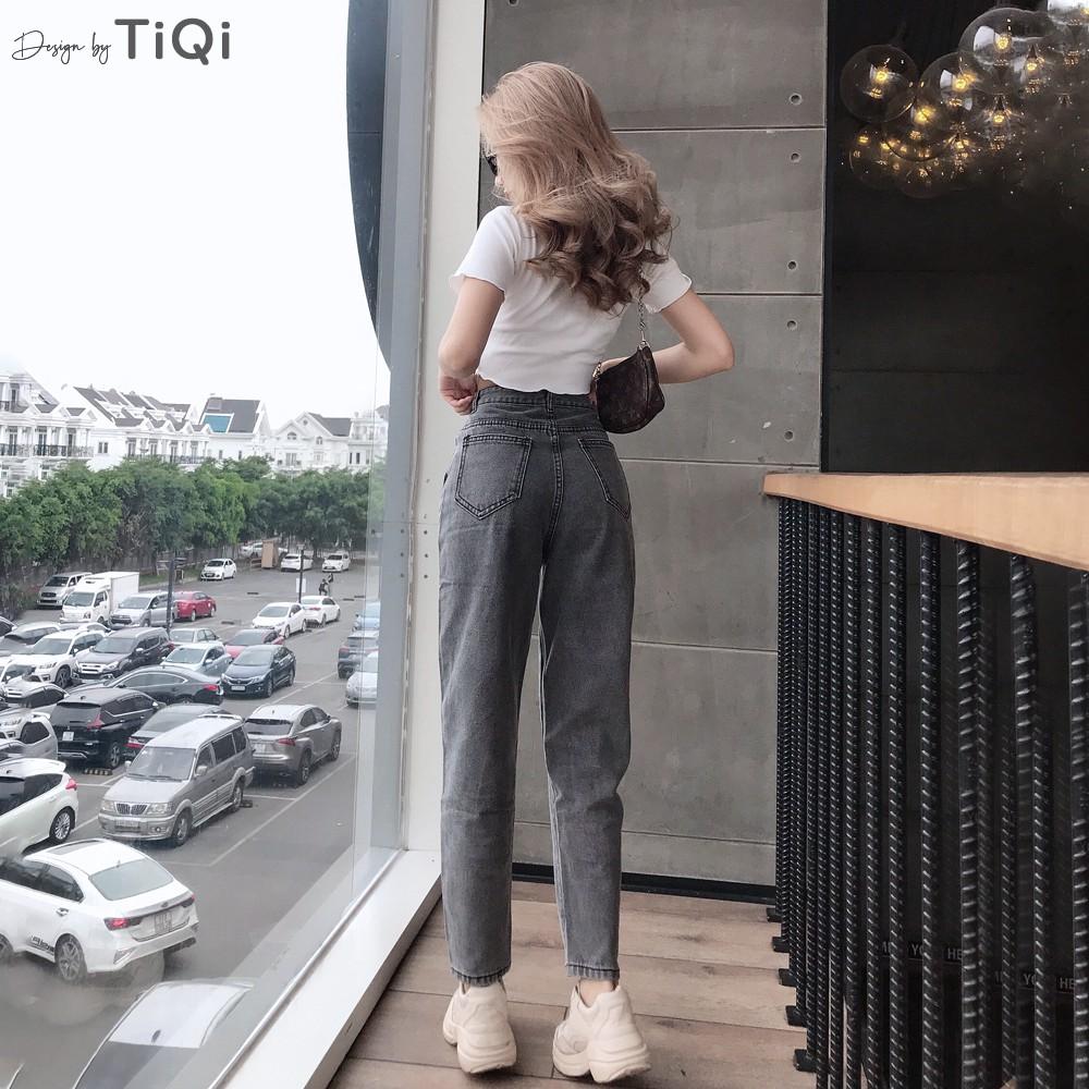 Quần baggy nữ lưng cao màu Đen Xám Xanh TiQi Jeans B1-77