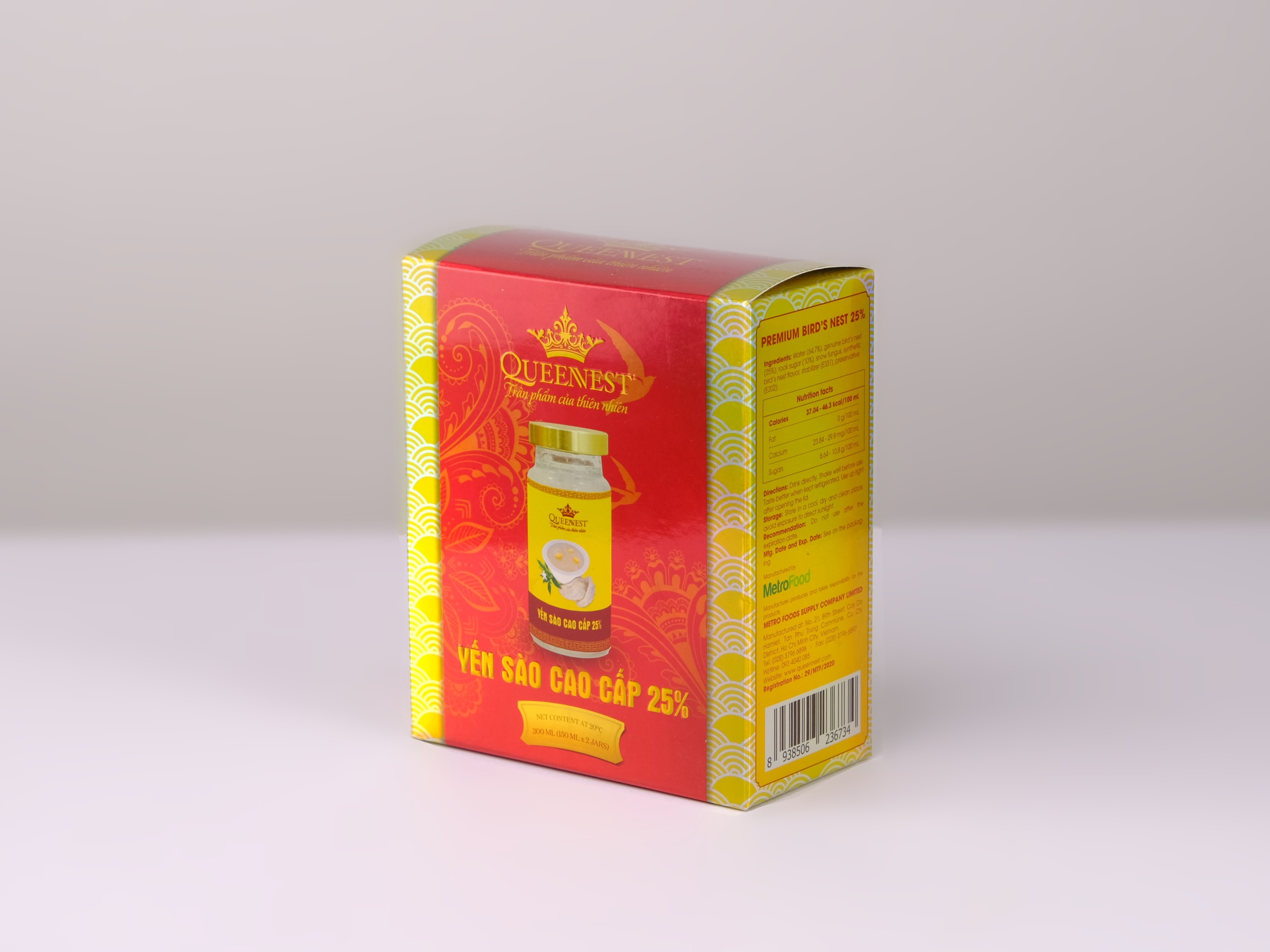 Yến sào cao cấp Queennest 25% - hũ150ml (hộp 2 hũ), vị truyền thống - hàng chính hãng