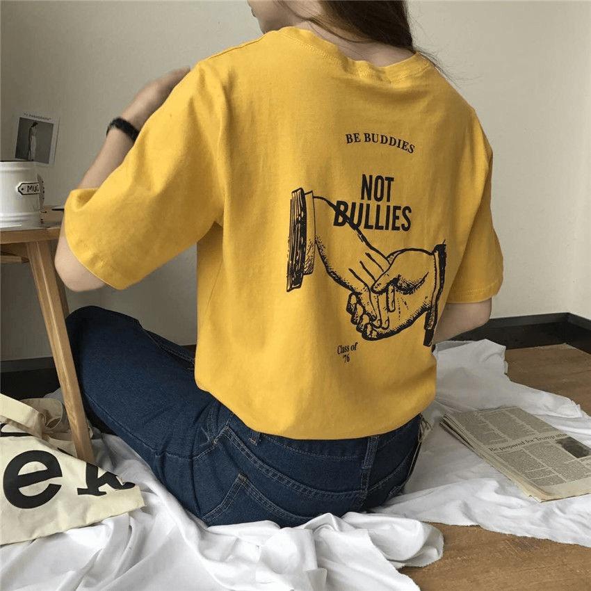 Follow Shop Săn Deal Hot Ngày 11/11 Áo Thun Nữ Tay Lỡ Unisex Màu Vàng In Chữ NOT BULLIES - J.A Shop