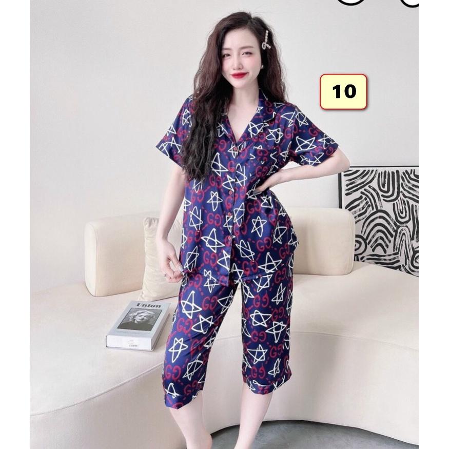 Bộ Pyjma Nữ Quần Lững, Tay Ngắn, Lụa Latin 40-55kg