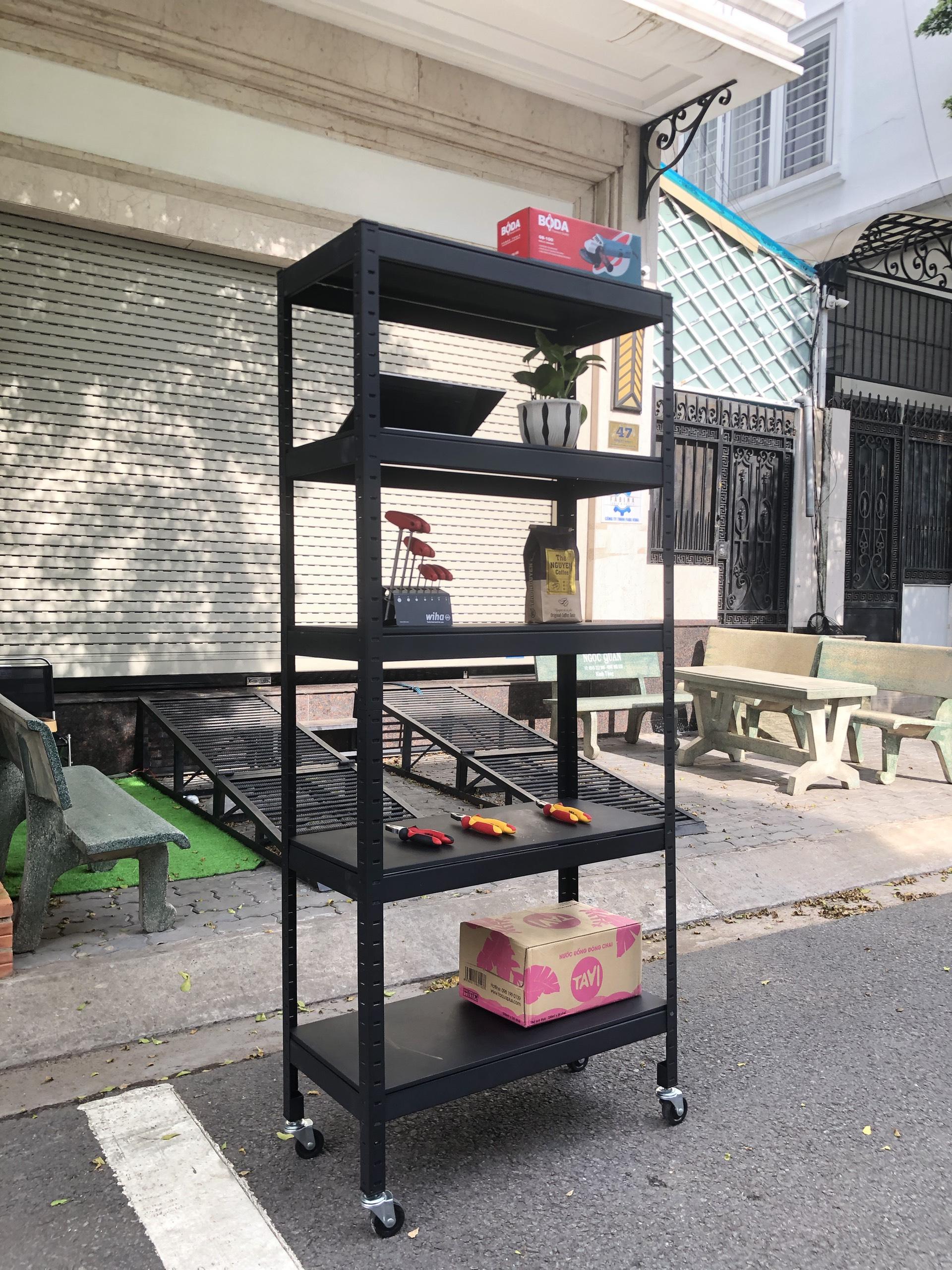 Kệ có bánh xe 5 tầng đa năng 81cm màu đen