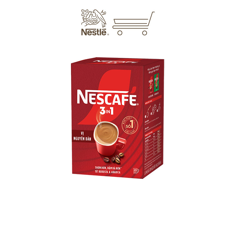 [Tặng Bộ 4 ly thủy tinh Nescafe] Combo 4 Hộp NESCAFE 3IN1 Công thức cải tiến - VỊ NGUYÊN BẢN Hộp 20 gói