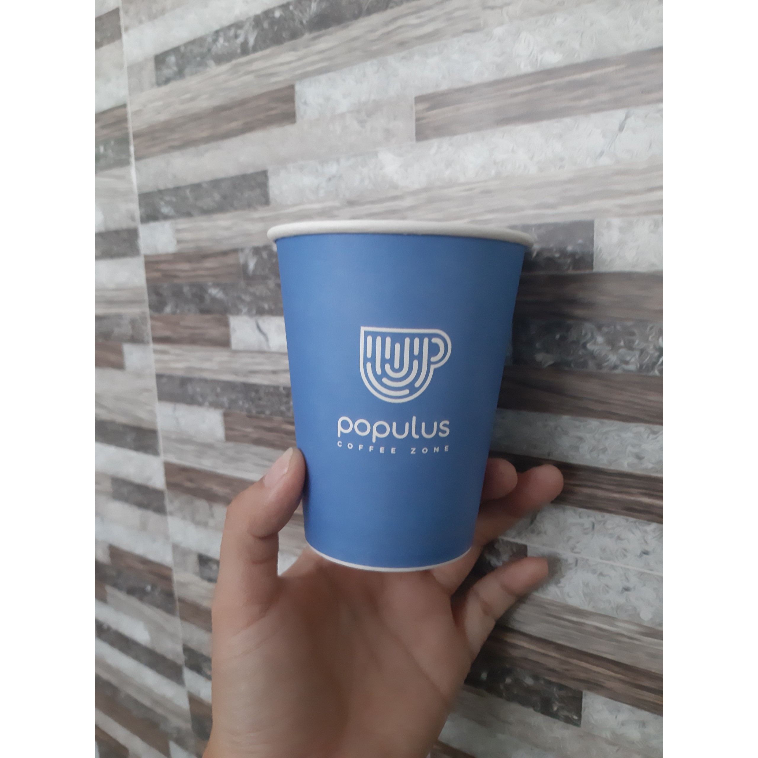 Ly giấy 9oz in hình Populus 1PE lốc 50 cái