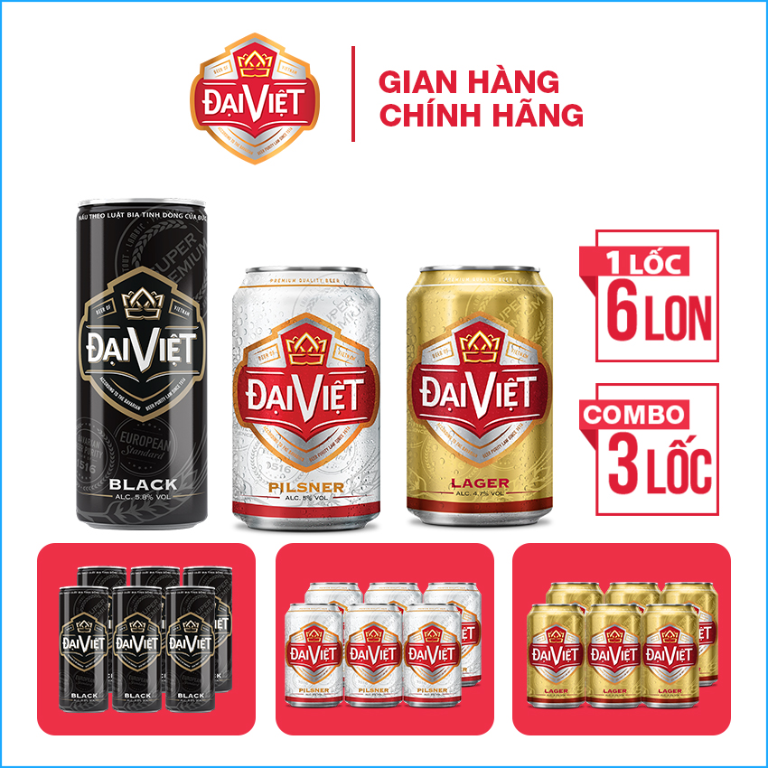 Bia Đại Việt Black, Bia Pilsner, Bia Lager, bia đen, bia vàng, bia lon, sản xuất theo luật bia tinh dòng của bia Đức, không hóa chất, Bia Việt dành cho người Việt có gu