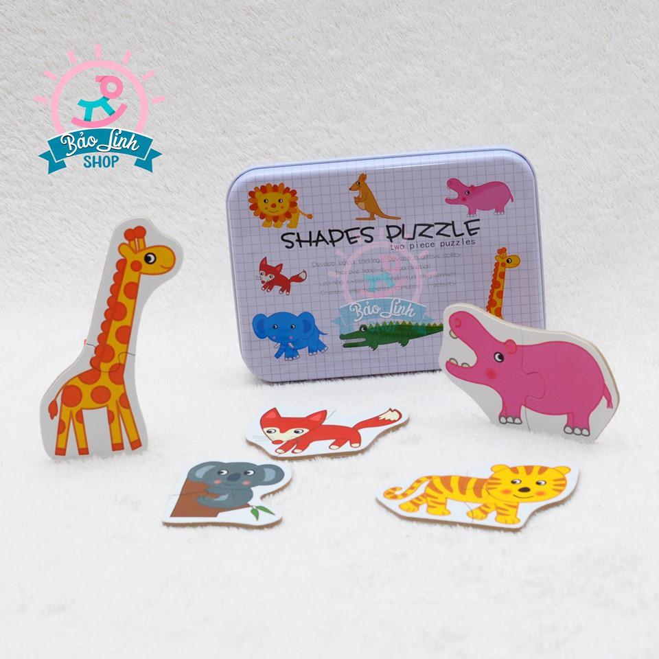 Ghép hình 2 mảnh hộp sắt - Shapes Puzzle| Đồ chơi thông min