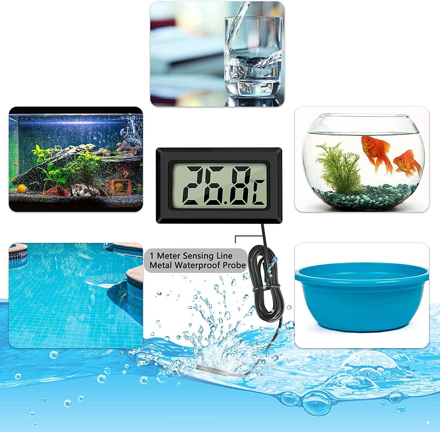 4PCS Mini Nhiệt kế LCD kỹ thuật số Nhiệt độ với Máy kiểm tra cảm biến đầu dò nhiệt độ cho Tủ lạnh Tủ đông Hồ cá