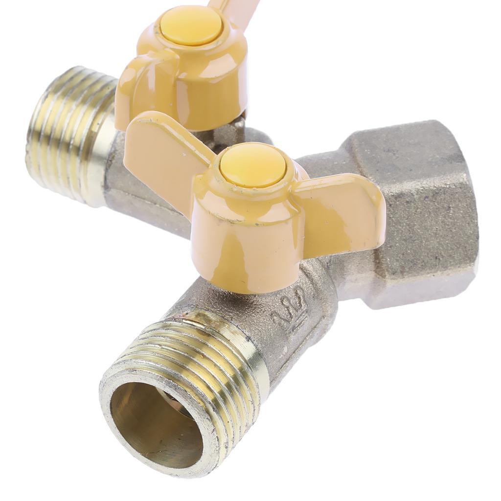 2x Two Way Gas Hose Tube Connector Control Valve Adapter Gas Pipe Connector Piece Pipe Fittings