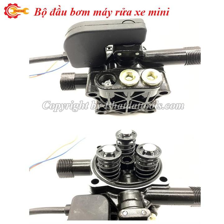 Bộ đầu bơm máy rửa xe mini 3 piston kèm sẵn rơ le-Phù hợp với nhiều loại máy rửa xe mini,gia đình