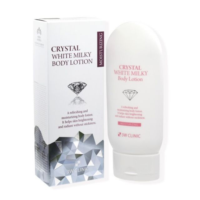 Kem dưỡng trắng da  Body 3W CLINIC CRY STAL WHITE MILKY 150ml