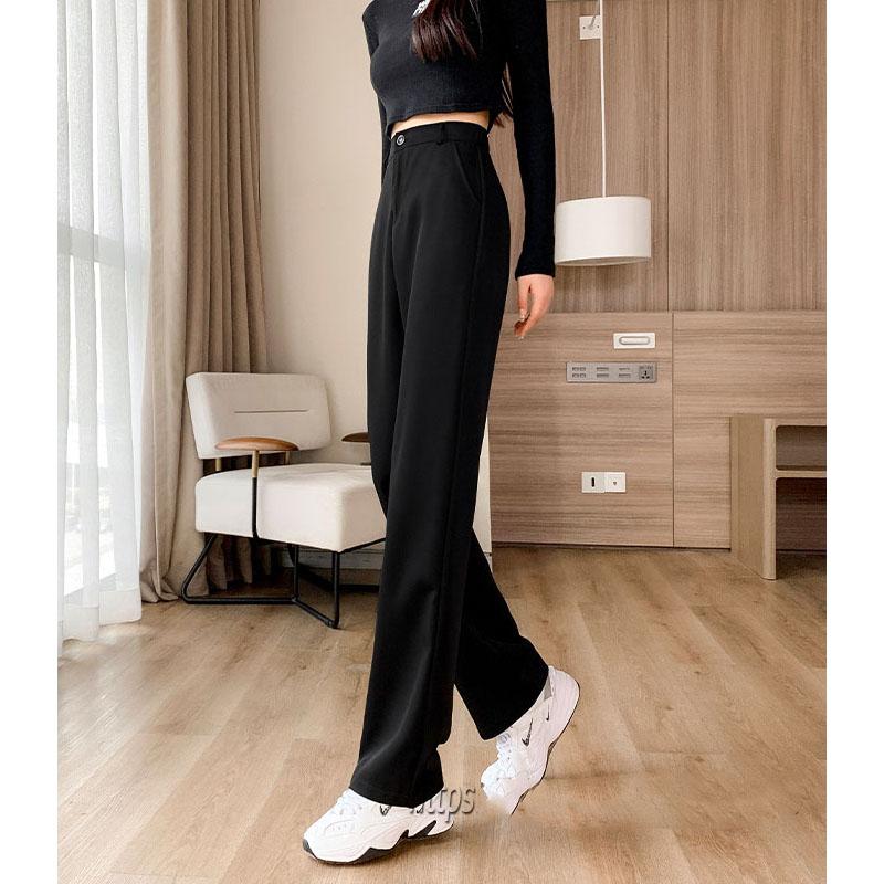 (bigsize) Quần ống rộng suông nữ lưng cao dáng dài culottes có khóa trước cạp co giãn