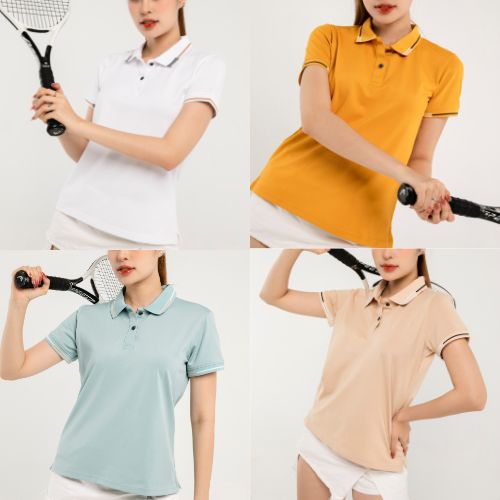 Áo thun polo nữ phối cổ sọc Simple Basic, vải mềm mịn, co giãn, thoáng mát, nhiều màu lựa chọn - 01 Trắng - M