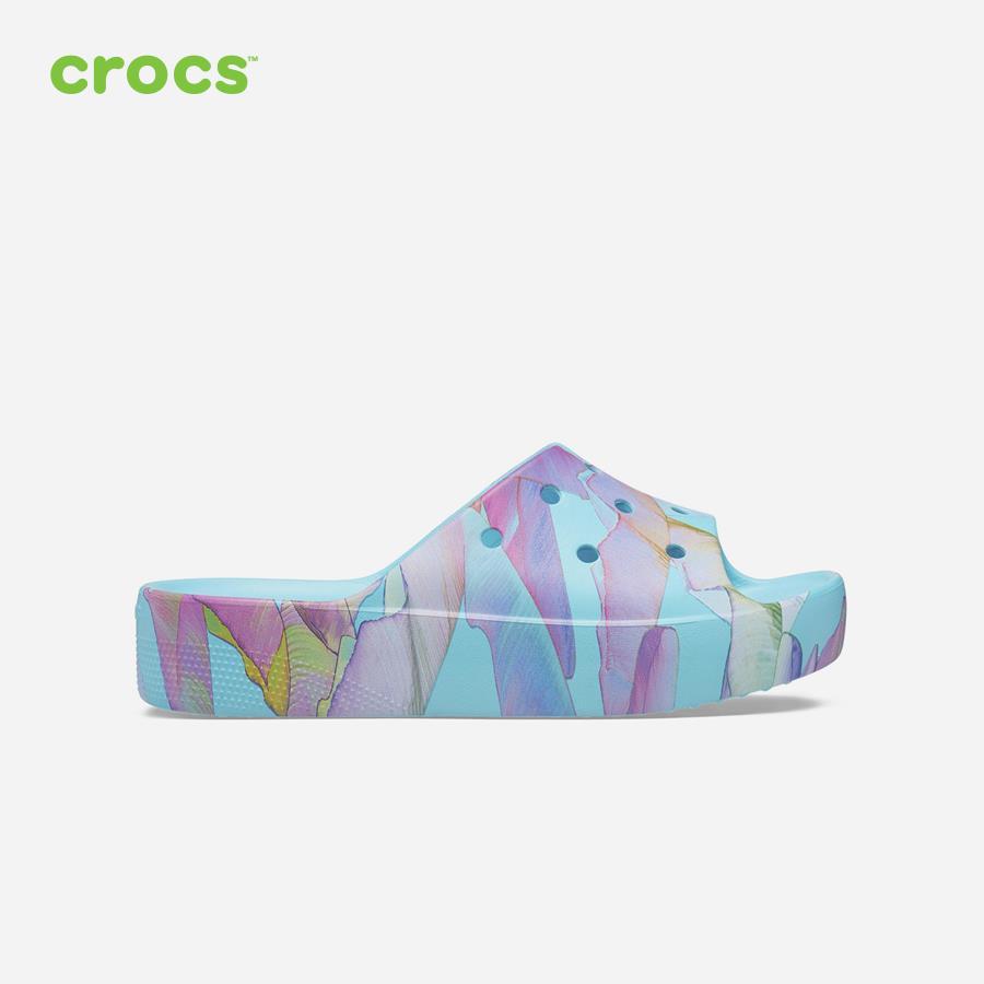 Dép quai ngang nữ Crocs Classic Platform Palm Printide - 208607-4NQ