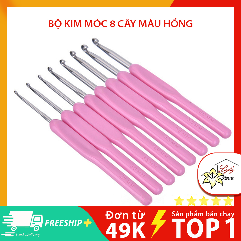 Bộ kim móc màu hồng